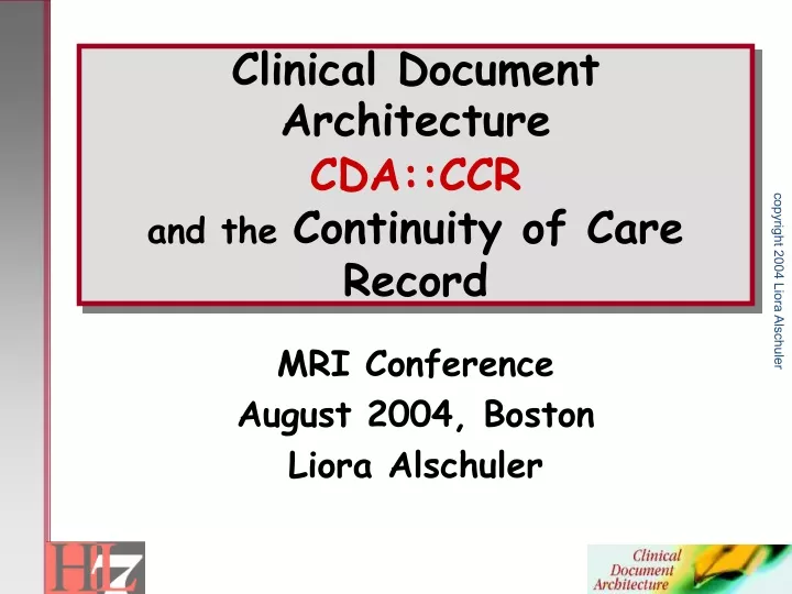 clinical document architecture cda ccr and the continuity of care record
