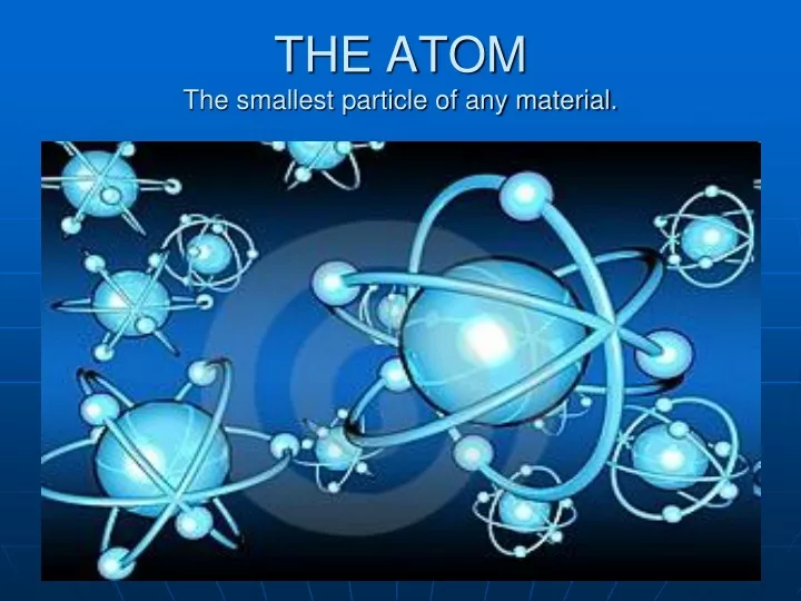 the atom the smallest particle of any material