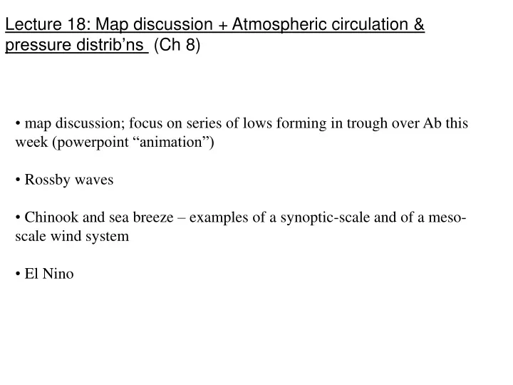 lecture 18 map discussion atmospheric circulation