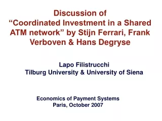 Lapo Filistrucchi Tilburg University &amp; University of Siena