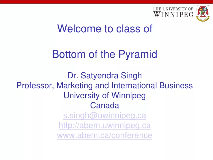 welcome to class of bottom of the pyramid