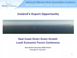 East Coast Smart Green Growth Louth Economic Forum Conference Brian Britton Secretary NOW Ireland
