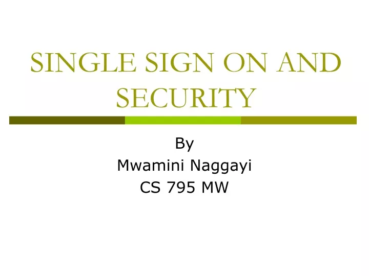 single sign on and security