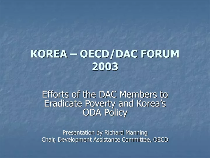 korea oecd dac forum 2003