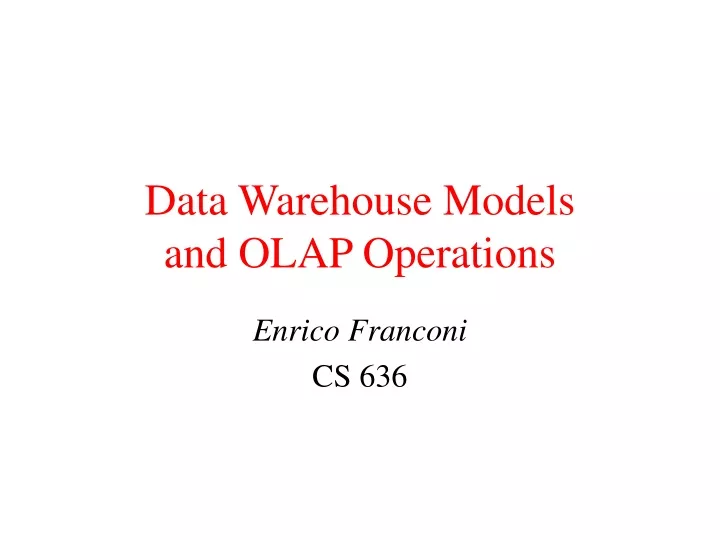 data warehouse models and olap operations