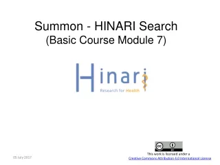 Summon - HINARI Search (Basic Course Module 7)