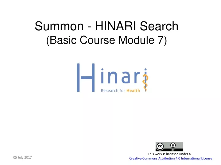 summon hinari search basic course module 7