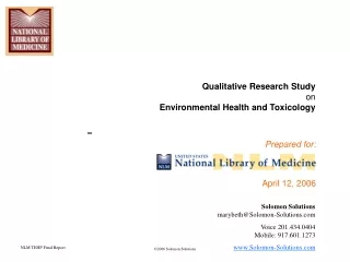 Qualitative Research Study on Environmental Health and Toxicology
