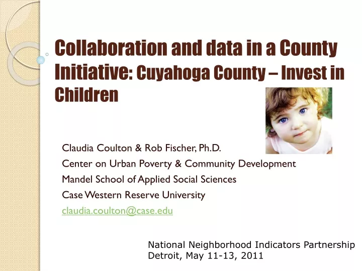 collaboration and data in a county initiative cuyahoga county invest in children