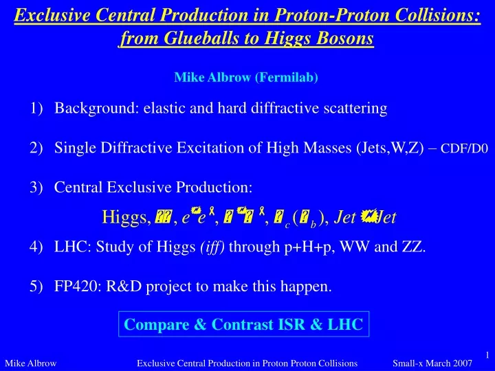 exclusive central production in proton proton