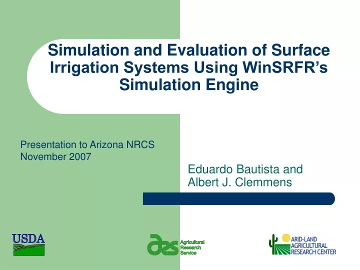 simulation and evaluation of surface irrigation systems using winsrfr s simulation engine