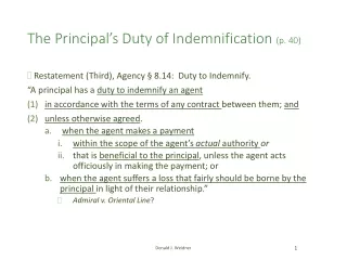 The Principal’s Duty of Indemnification  (p. 40)