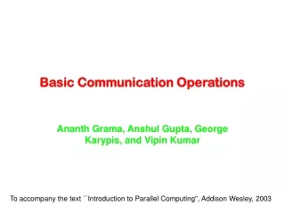 Basic Communication Operations