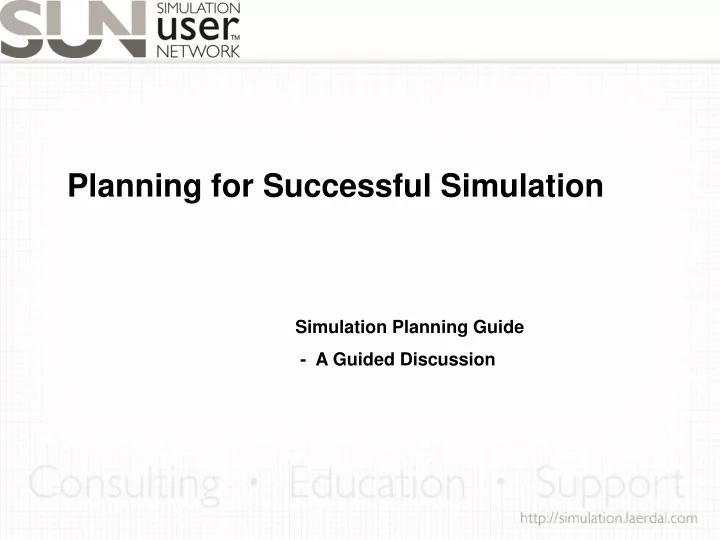 planning for successful simulation