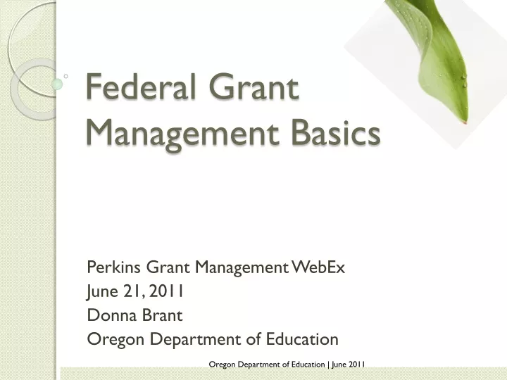 federal grant management basics