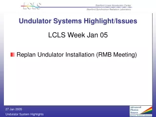 Undulator Systems Highlight/Issues