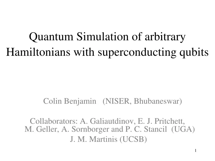quantum simulation of arbitrary hamiltonians with superconducting qubits
