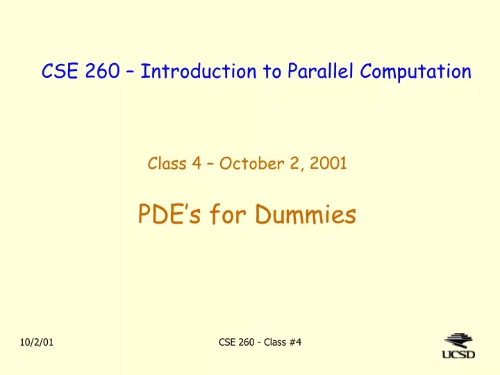 class 4 october 2 2001 pde s for dummies