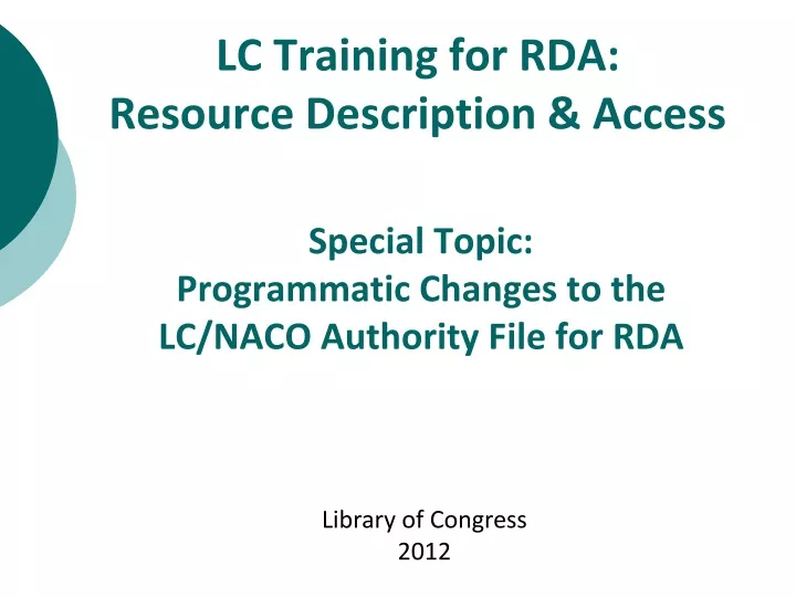 lc training for rda resource description access