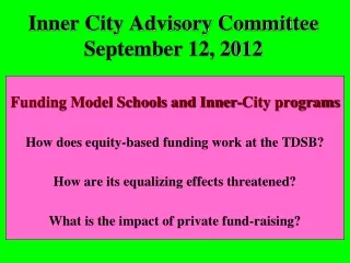 Inner City Advisory Committee September 12, 2012