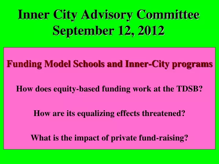 inner city advisory committee september 12 2012