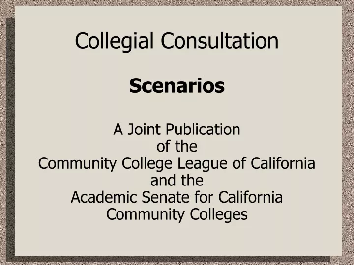 collegial consultation