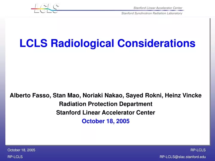 lcls radiological considerations