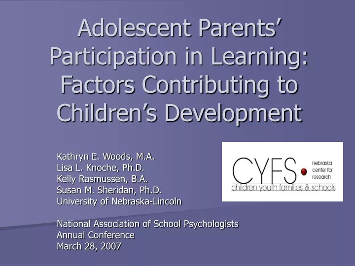 adolescent parents participation in learning factors contributing to children s development