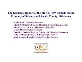 The Economic Impact of the May 3, 1999 Tornado on the