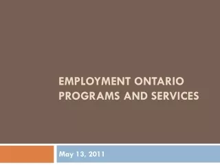 Employment Ontario Programs and Services