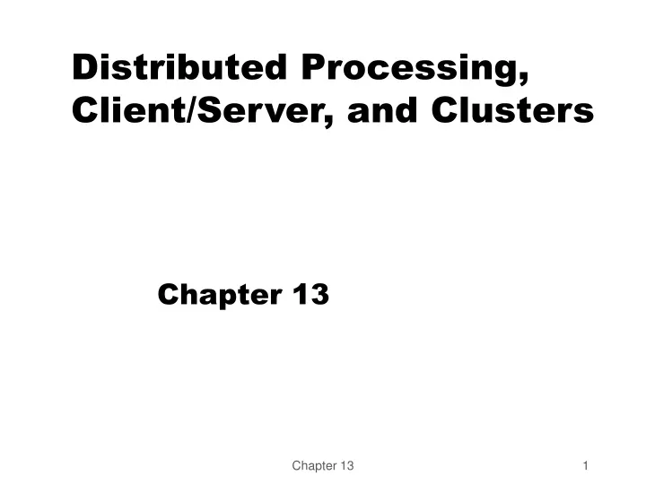 distributed processing client server and clusters