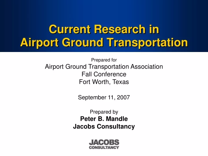 current research in airport ground transportation