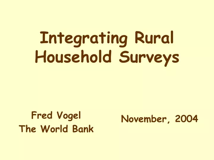 integrating rural household surveys