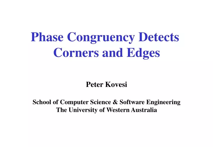 phase congruency detects corners and edges peter