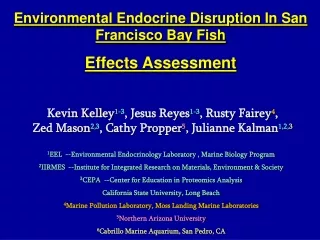 Environmental Endocrine Disruption In San Francisco Bay Fish  Effects Assessment