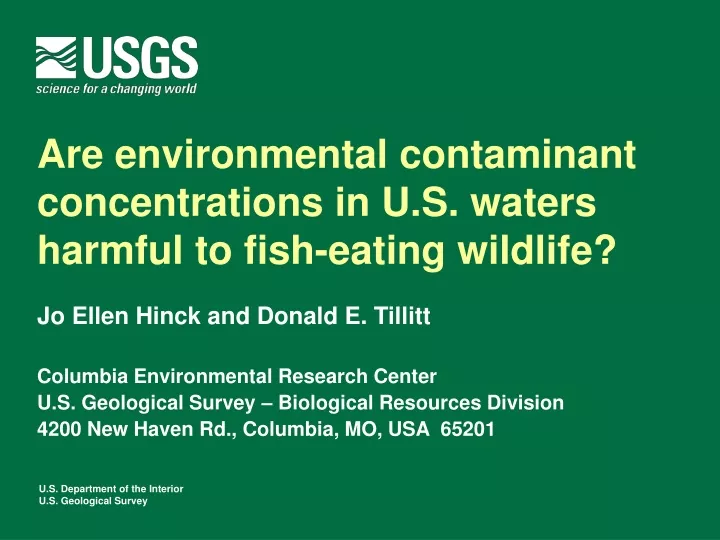 are environmental contaminant concentrations in u s waters harmful to fish eating wildlife
