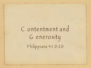 Contentment and Generosity