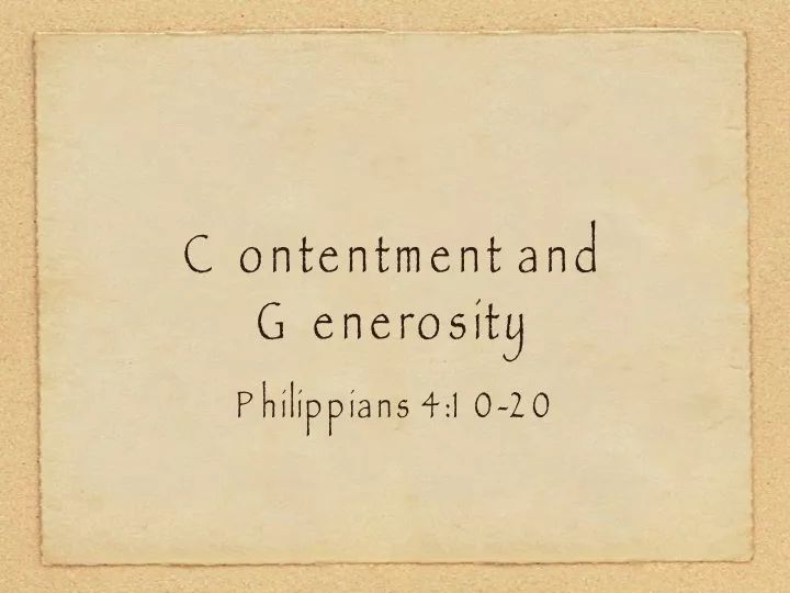 contentment and generosity