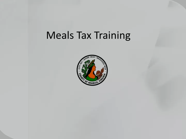 meals tax training