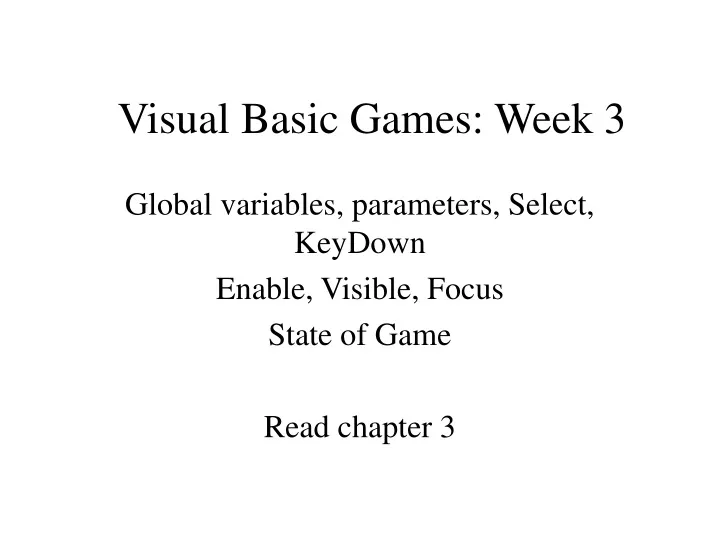 visual basic games week 3