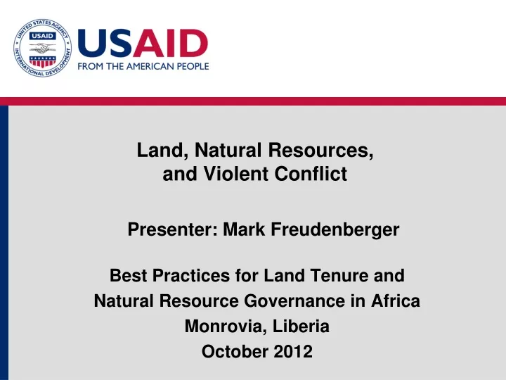 land natural resources and violent conflict