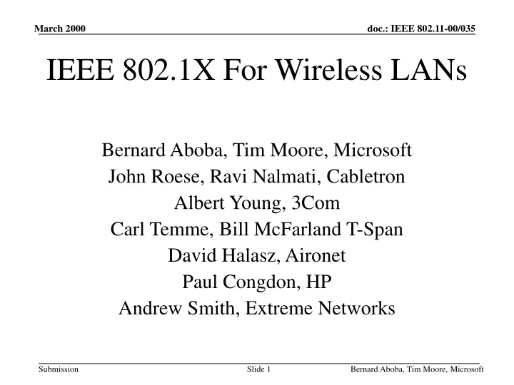 ieee 802 1x for wireless lans