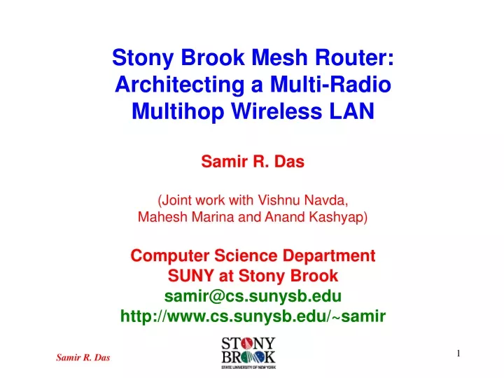 stony brook mesh router architecting a multi