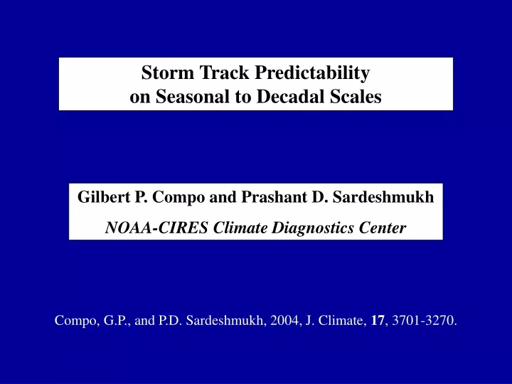 storm track predictability on seasonal to decadal