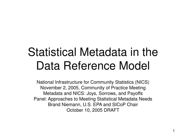 statistical metadata in the data reference model