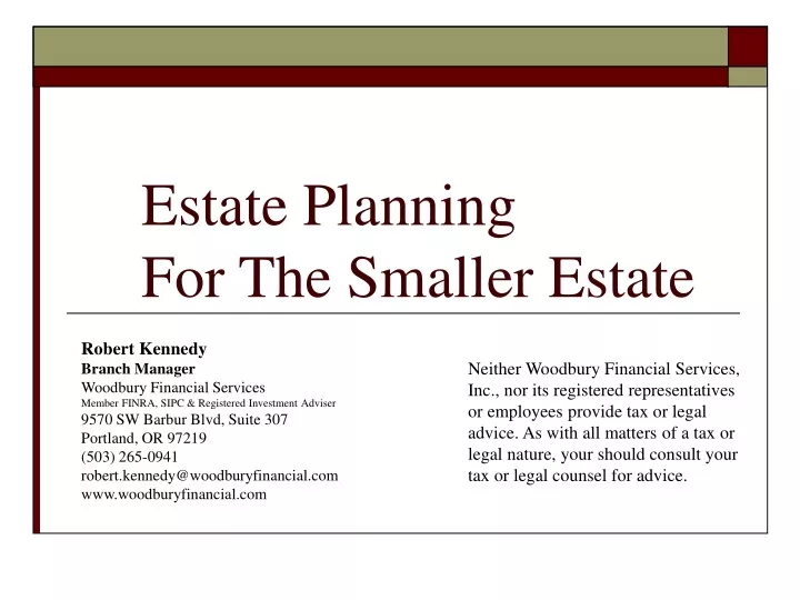 estate planning for the smaller estate