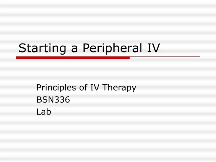starting a peripheral iv