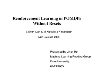 Reinforcement Learning in POMDPs Without Resets