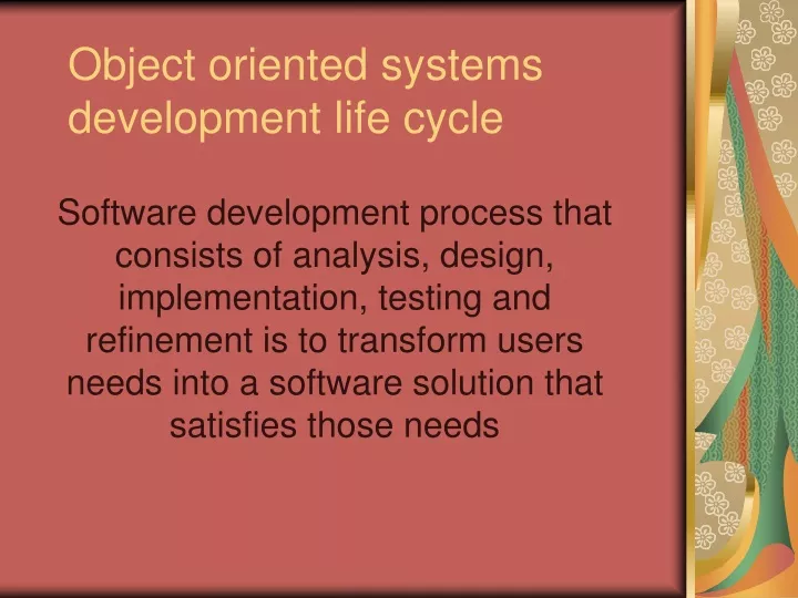 object oriented systems development life cycle