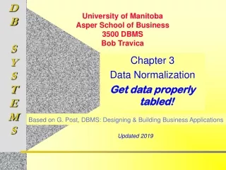 Chapter 3 Data Normalization Get data properly tabled!